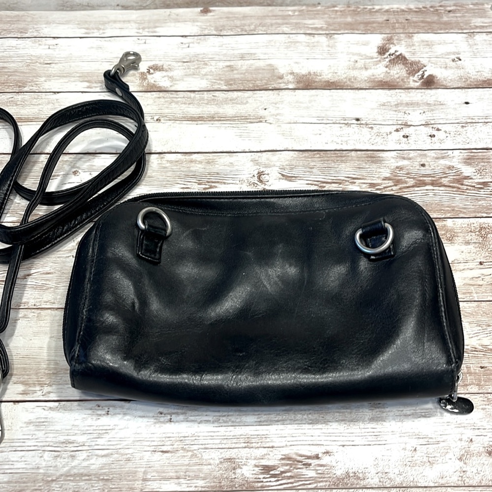 COPY - Black Soft Leather Clutch Wristlet Mini Purse Wallet Crossbody Bag
